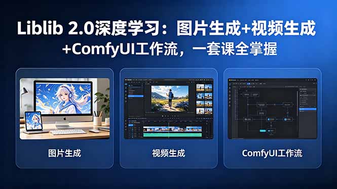Liblib 2.0深度学习：图片生成+视频生成+ComfyUI工作流，一套课全掌握-心思维创富网_网上创业教程_网络创业项目