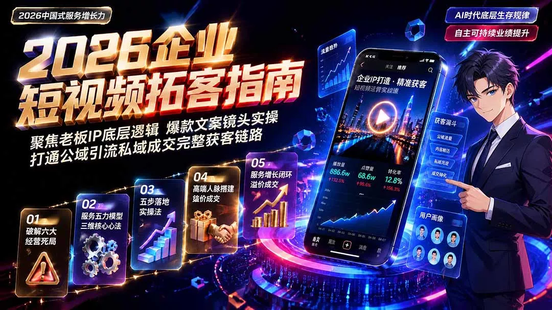 2026AI时代服务增长力实战课-无水印｜五力模型三维心法教学，破解门店客源流失低价内卷实现长效业绩增长-心思维创富网_网上创业教程_网络创业项目