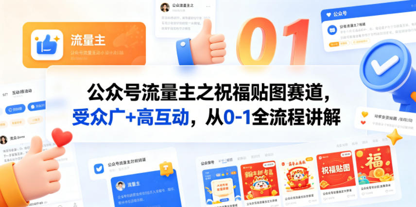 公众号流量主之祝福贴图赛道，受众广+高互动，从0-1全流程讲解-心思维创富网_网上创业教程_网络创业项目