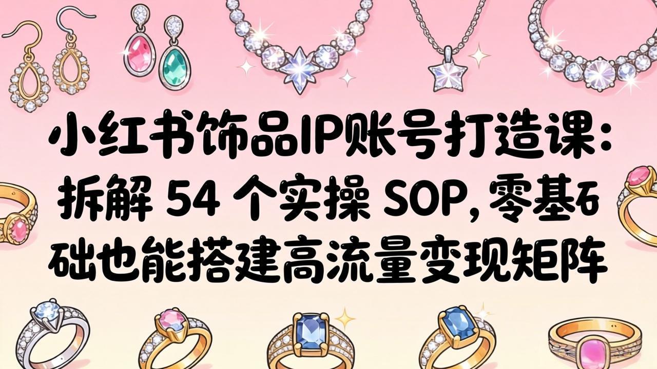 小红书饰品IP账号打造课：拆解 54 个实操 SOP，零基础也能搭建高流量变现矩阵-心思维创富网_网上创业教程_网络创业项目
