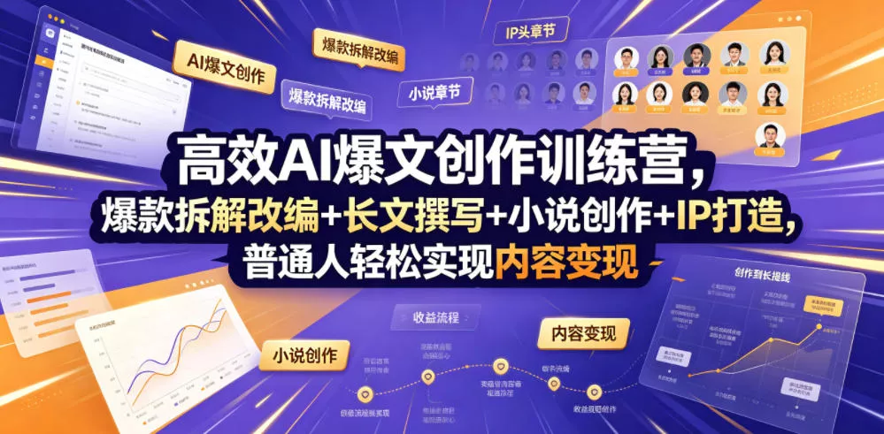高效AI爆文创作训练营，爆款拆解改编+长文撰写+小说创作+IP打造，普通人轻松实现内容变现-心思维创富网_网上创业教程_网络创业项目
