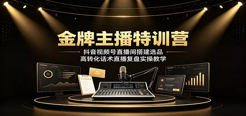 金牌主播特训营：抖音视频号直播间搭建选品，高转化话术直播复盘实操教学-心思维创富网_网上创业教程_网络创业项目