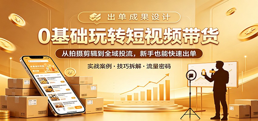 0基础玩转短视频带货：从拍摄剪辑到全域投流，新手也能快速出单-心思维创富网_网上创业教程_网络创业项目