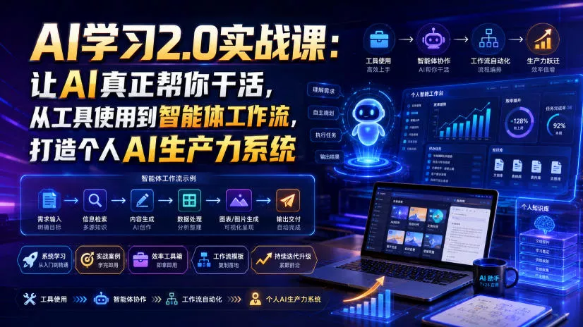 AI学习2.0实战课：让AI真正帮你干活，从工具使用到智能体工作流，打造个人AI生产力系统-心思维创富网_网上创业教程_网络创业项目