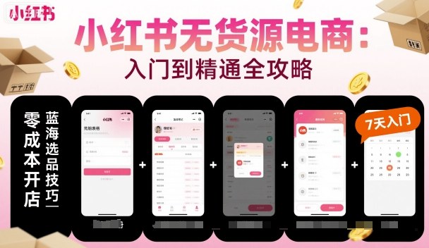 小红书无货源电商，入门到精通，开店+选品+笔记+剪辑+赛道+内容-心思维创富网_网上创业教程_网络创业项目