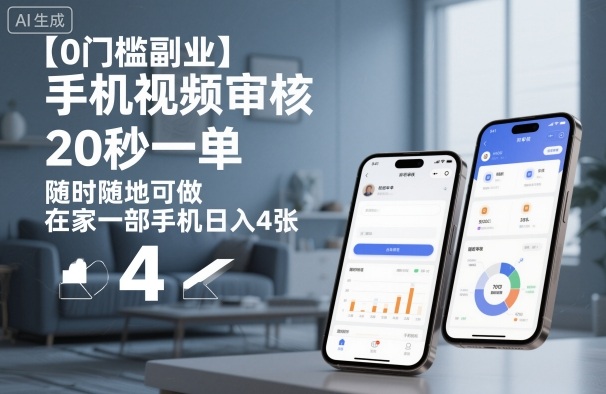 【0门槛副业】手机视频审核，20秒一单，随时随地可做，在家一部手机日入4张【揭秘】-心思维创富网_网上创业教程_网络创业项目