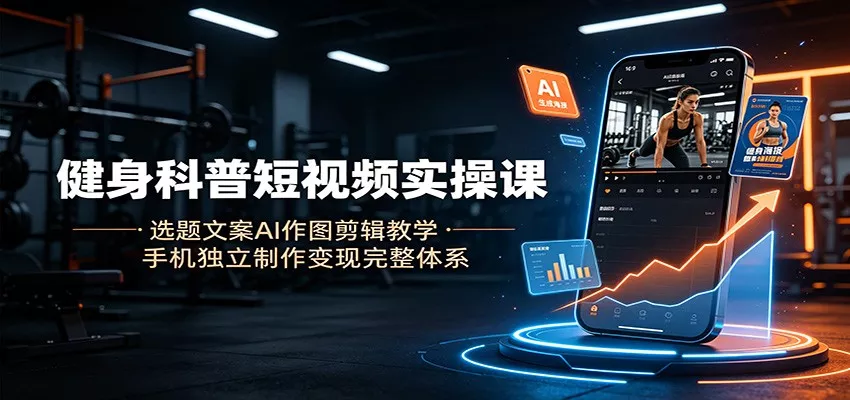 健身科普短视频实操课：选题文案AI作图剪辑教学，手机独立制作变现完整体系-心思维创富网_网上创业教程_网络创业项目