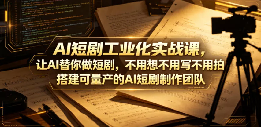 AI短剧工业化实战课，让AI替你做短剧，不用想不用写不用拍，搭建可量产的AI短剧制作团队-心思维创富网_网上创业教程_网络创业项目