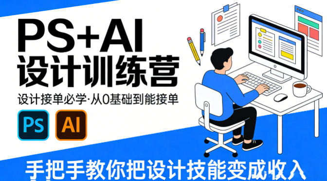 设计接单必学，PS+AI设计训练营，从0基础到能接单，手把手教你把设计技能变成收入-心思维创富网_网上创业教程_网络创业项目