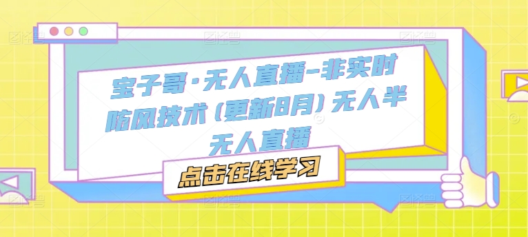 宝子哥·无人直播-非实时防风技术(更新25年8月)无人半无人直播-心思维创富网_网上创业教程_网络创业项目
