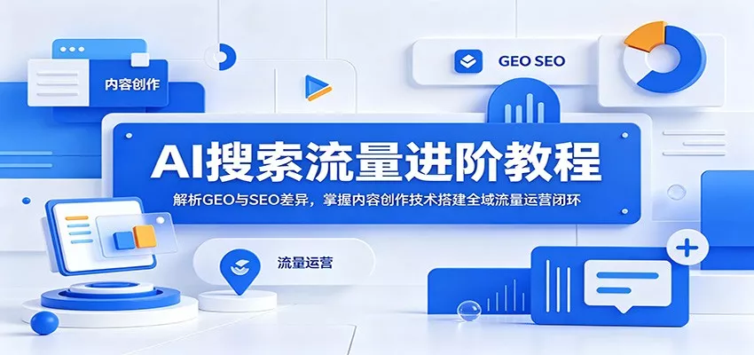 AI搜索流量进阶教程：解析GEO与SEO差异，掌握内容创作技术搭建全域流量运营闭环-心思维创富网_网上创业教程_网络创业项目