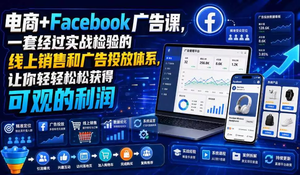 电商+Facebook广告课，一套经过实战检验的线上销售和广告投放体系，让你轻轻松松获得可观的利润【原创双语字幕】-心思维创富网_网上创业教程_网络创业项目