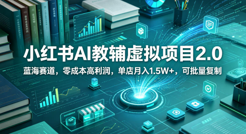 小红书AI教辅虚拟项目2.0，蓝海赛道，零成本高利润，单店月入1.5W+，可批量复制-心思维创富网_网上创业教程_网络创业项目