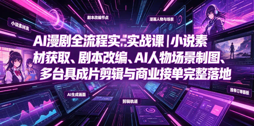 AI漫剧全流程实战课｜小说素材获取、剧本改编、AI人物场景制图、多工具成片剪辑、平台付费变现与商业接单完整落地-心思维创富网_网上创业教程_网络创业项目