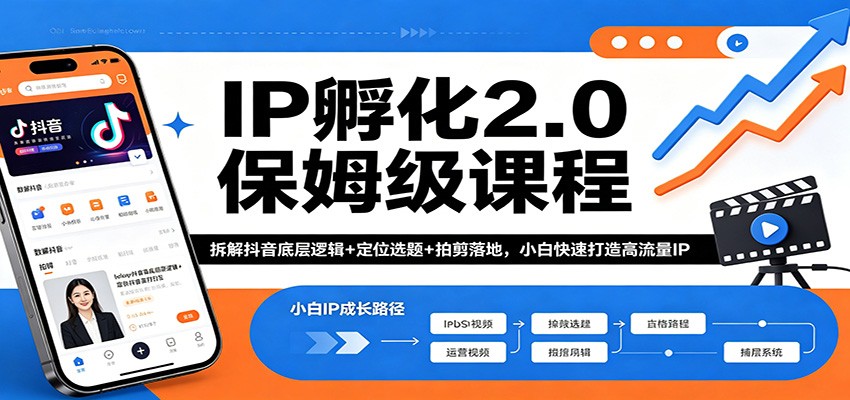 IP孵化2.0保姆级课程：拆解抖音底层逻辑+定位选题+拍剪落地，小白快速打造高流量IP-心思维创富网_网上创业教程_网络创业项目