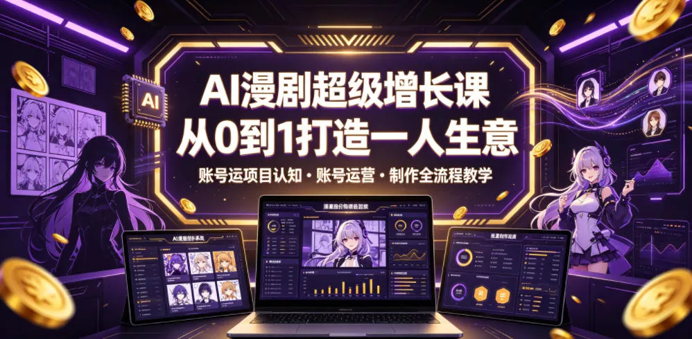AI漫剧超级增长课，从0到1打造一人生意，项目认知・账号运营・制作全流程教学-心思维创富网_网上创业教程_网络创业项目
