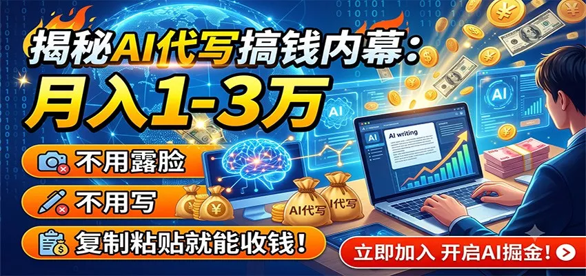 揭秘AI代写搞钱内幕：月入1-3万，不用露脸不用写，复制粘贴就能收钱！-心思维创富网_网上创业教程_网络创业项目
