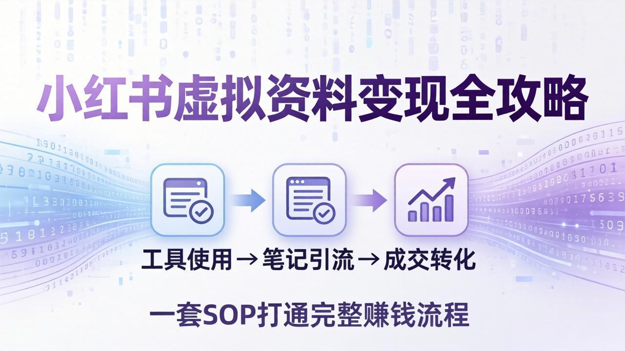 小红书虚拟资料变现全攻略：从工具使用到笔记引流成交，一套 SOP 打通完整赚钱流程-心思维创富网_网上创业教程_网络创业项目