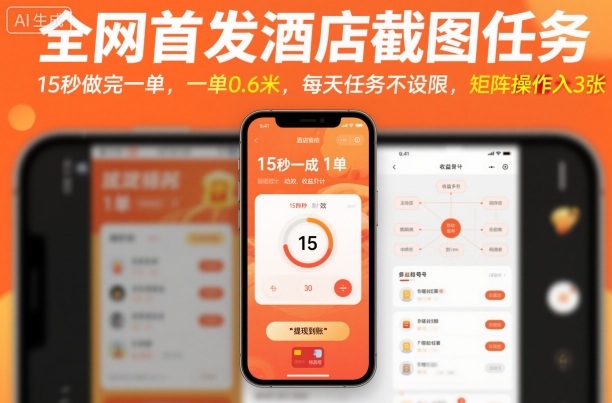 全网首发酒店截图任务，15秒做完一单，一单0.6米，每天任务不设限，矩阵操作日入3张【揭秘】-心思维创富网_网上创业教程_网络创业项目