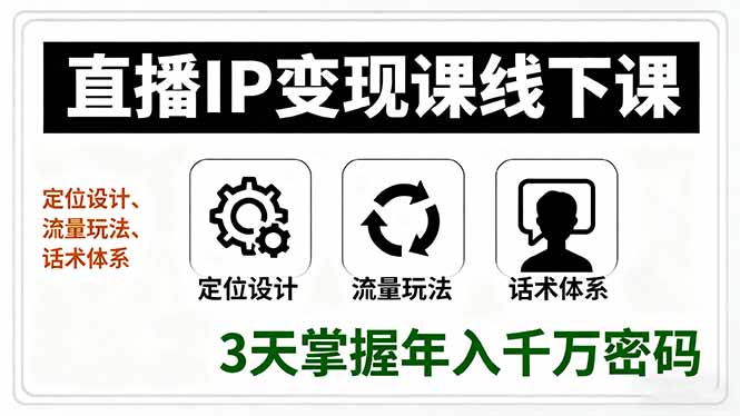 直播IP变现课线下课，定位设计、流量玩法、话术体系，3天掌握年入千万密码-心思维创富网_网上创业教程_网络创业项目