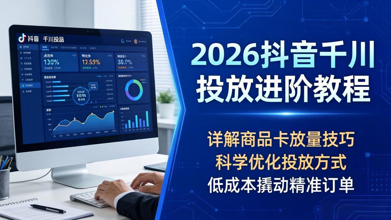 2026抖音千川投放进阶教程，详解商品卡放量技巧，科学优化投放方式，低成本撬动精准订单-心思维创富网_网上创业教程_网络创业项目