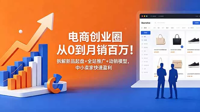 电商创业圈从0到月销百万！拆解新品起盘+全站推广+动销模型，中小卖家快速盈利-心思维创富网_网上创业教程_网络创业项目