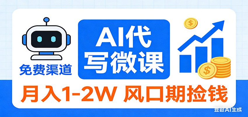 2026告别打工！AI 代写微课，提供免费渠道，月入 1-2W 风口期捡钱-心思维创富网_网上创业教程_网络创业项目