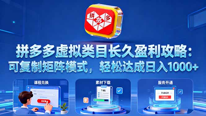 拼多多虚拟类目长久盈利攻略：可复制矩阵模式，轻松达成日入 1000+-心思维创富网_网上创业教程_网络创业项目