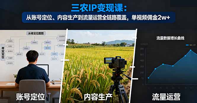 三农IP变现课：从账号定位、内容生产到流量运营全链路覆盖，单视频佣金2w+-心思维创富网_网上创业教程_网络创业项目