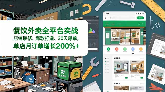 餐饮外卖全平台实战，店铺装修、爆款打造、30天爆单，手把手教学，单店月订单增长200%+-心思维创富网_网上创业教程_网络创业项目
