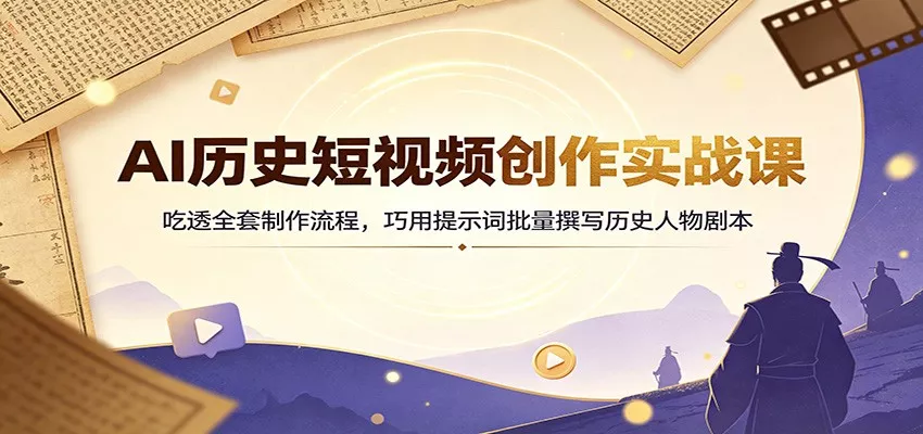 AI历史短视频创作实战课：吃透全套制作流程，巧用提示词批量撰写历史人物剧本-心思维创富网_网上创业教程_网络创业项目