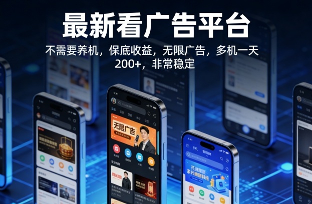 最新看广告平台，不需要养机，保底收益，无限广告，多机一天200+，非常稳定【揭秘】-心思维创富网_网上创业教程_网络创业项目