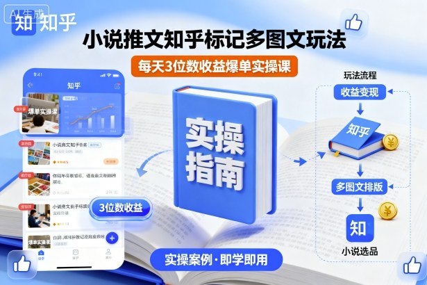 小说推文知乎标记多图文玩法，每天3位数收益爆单实操课-心思维创富网_网上创业教程_网络创业项目