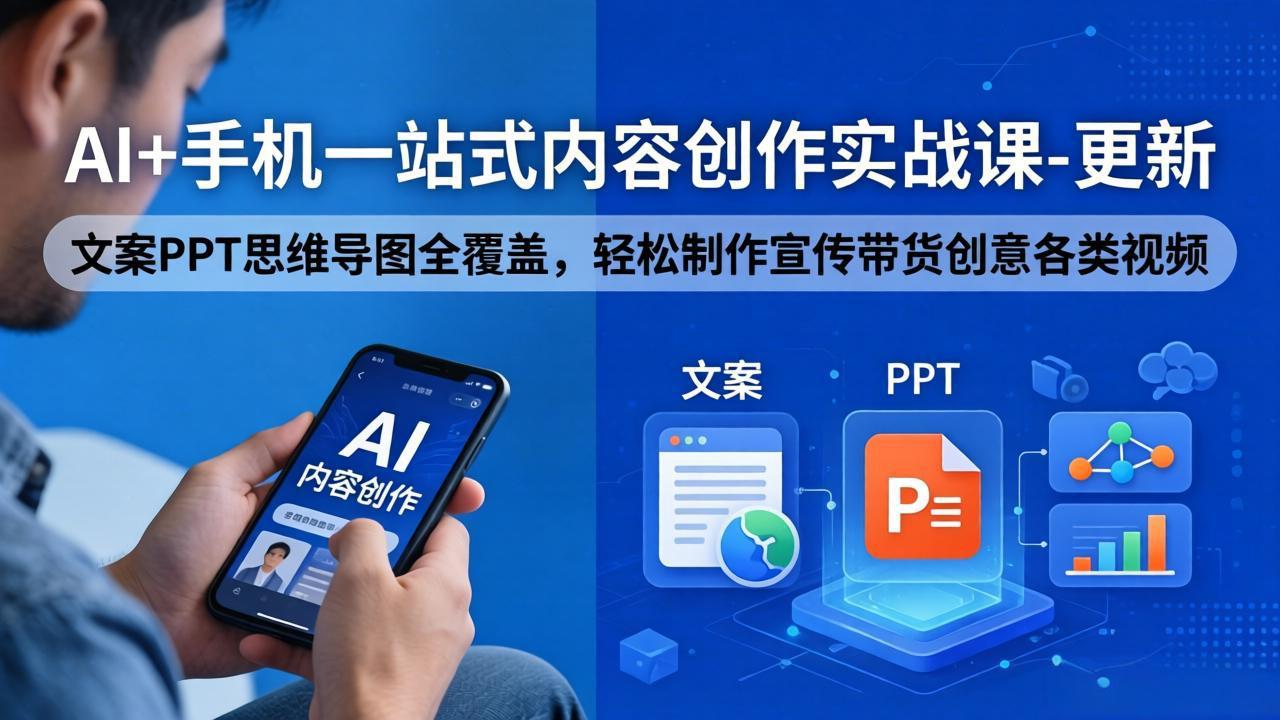 AI+手机一站式内容创作实战课-更新，文案PPT思维导图全覆盖，轻松制作宣传带货创意各类视频-心思维创富网_网上创业教程_网络创业项目