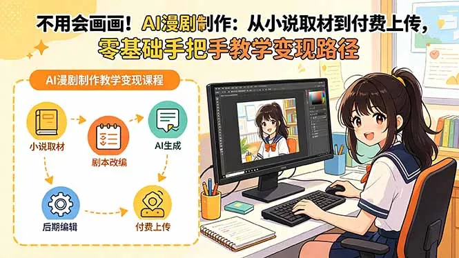 不用会画画！AI漫剧制作：从小说取材到付费上传，零基础手把手教学变现路径(更新-心思维创富网_网上创业教程_网络创业项目
