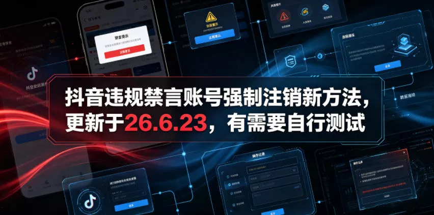 抖音违规禁言账号强制注销新方法，更新于26.6.23，有需要自行测试-心思维创富网_网上创业教程_网络创业项目
