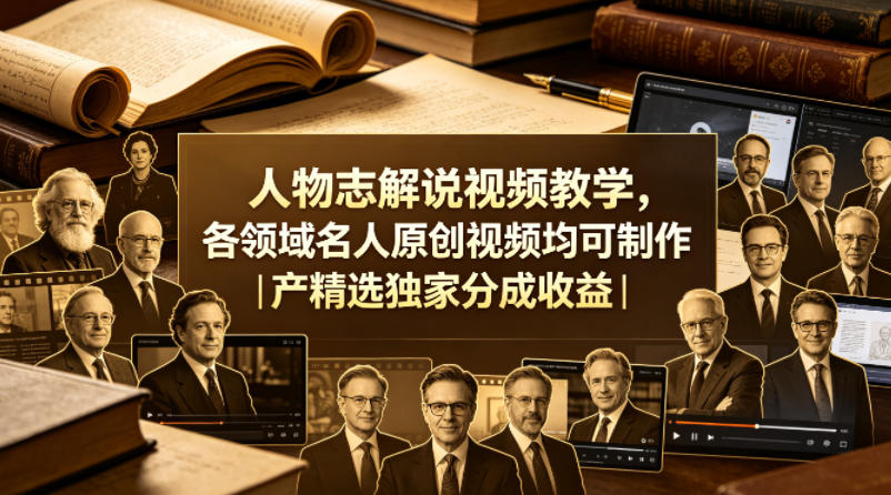 人物志解说视频教学，各领域名人原创视频均可制作丨精选独家分成收益(更新0430)-心思维创富网_网上创业教程_网络创业项目