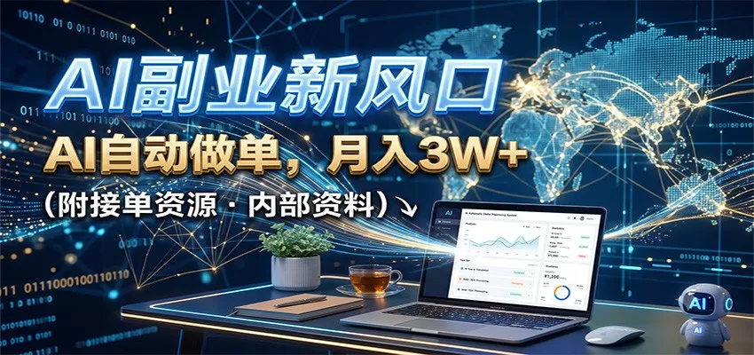 AI副业新风口，AI自动做单，月入3W+，附接单资源-心思维创富网_网上创业教程_网络创业项目