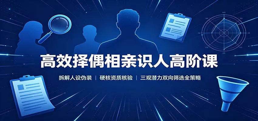 高效择偶相亲识人高阶课：拆解人设伪装，硬核资质核验，三观潜力双向筛选全策略-心思维创富网_网上创业教程_网络创业项目