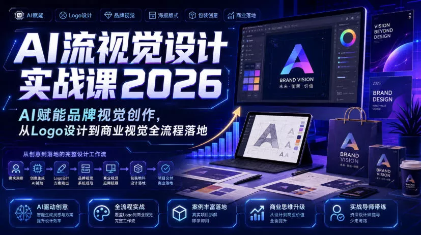 AI流视觉设计实战课2026：AI赋能品牌视觉创作，从Logo设计到商业视觉全流程落地-心思维创富网_网上创业教程_网络创业项目