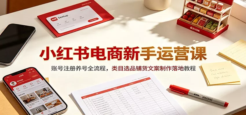 小红书电商新手运营课：账号注册养号全流程，类目选品铺货文案制作落地教程-心思维创富网_网上创业教程_网络创业项目