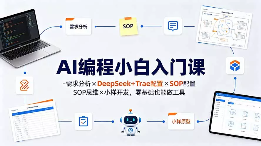 AI编程小白入门课-需求分析×DeepSeek+Trae配置×SOP思维×小样开发，零基础也能做工具-心思维创富网_网上创业教程_网络创业项目