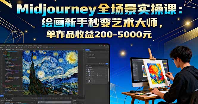 Midjourney全场景实操课：绘画新手秒变艺术大师，单作品收益200-5000元-心思维创富网_网上创业教程_网络创业项目
