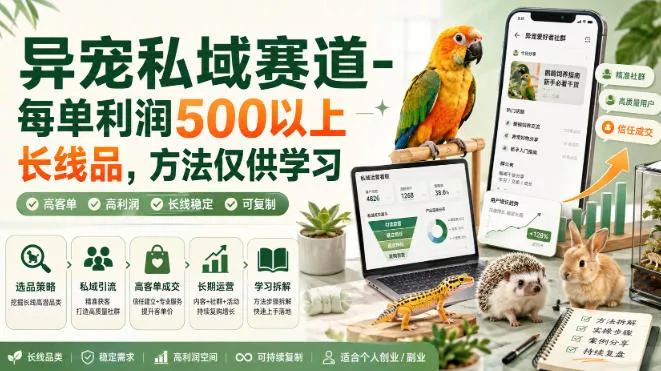 异宠私域赛道-每单利润500以上长线品，方法仅供学习-心思维创富网_网上创业教程_网络创业项目