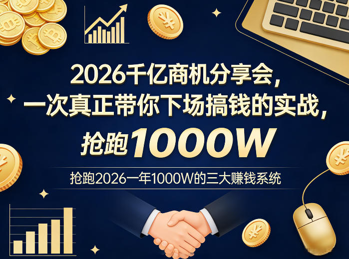 2026千亿商机分享会，一次真正带你下场搞钱的实战，抢跑2026一年1000W的三大賺钱系统-心思维创富网_网上创业教程_网络创业项目