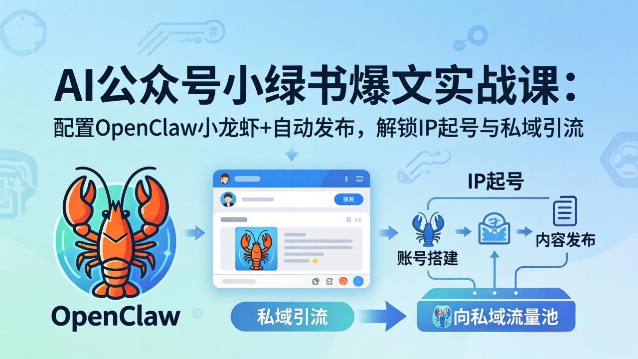AI公众号小绿书变现实战课：小绿书爆文写作+OpenClaw自动发布，解锁IP起号与私域引流-心思维创富网_网上创业教程_网络创业项目