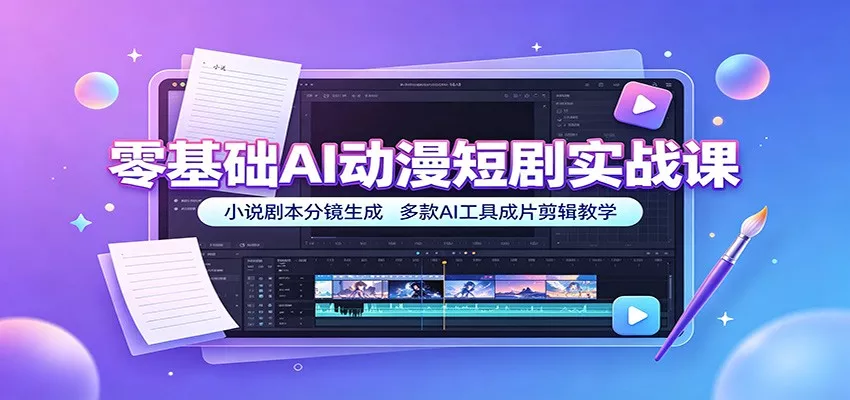 零基础AI动漫短剧实战课：小说剧本分镜生成，多款AI工具成片剪辑教学-心思维创富网_网上创业教程_网络创业项目