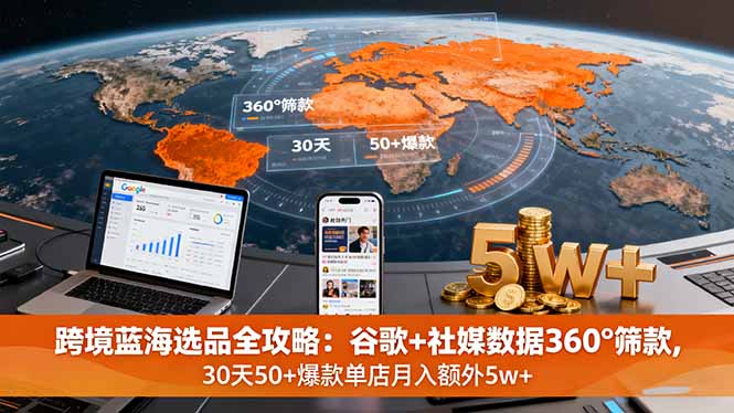 跨境蓝海选品全攻略：谷歌+社媒数据360°筛款,30天50+爆款单店月入额外5w+-心思维创富网_网上创业教程_网络创业项目