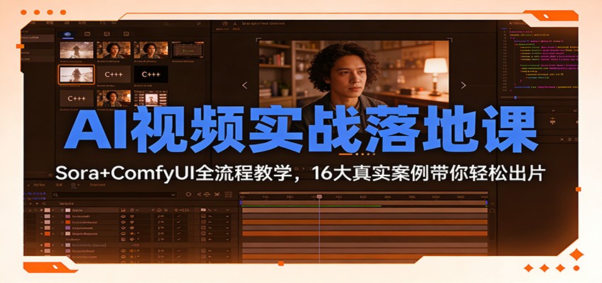AI视频实战落地课：Sora+ComfyUI全流程教学，16大真实案例带你轻松出片-心思维创富网_网上创业教程_网络创业项目