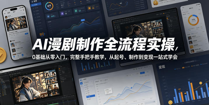AI漫剧制作全流程实操，0基础从零入门，完整手把手教学，从起号、制作到变现一站式学会-心思维创富网_网上创业教程_网络创业项目